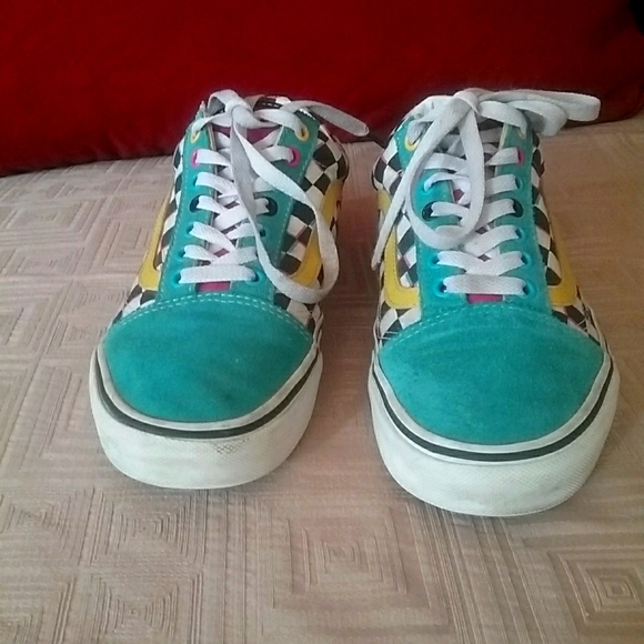 COPY - Vans Old Skool 721454 Checkers Blue/Yello/Pink
